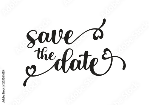 Save the Date Typography Elegant Wedding Script Design with Heart Details