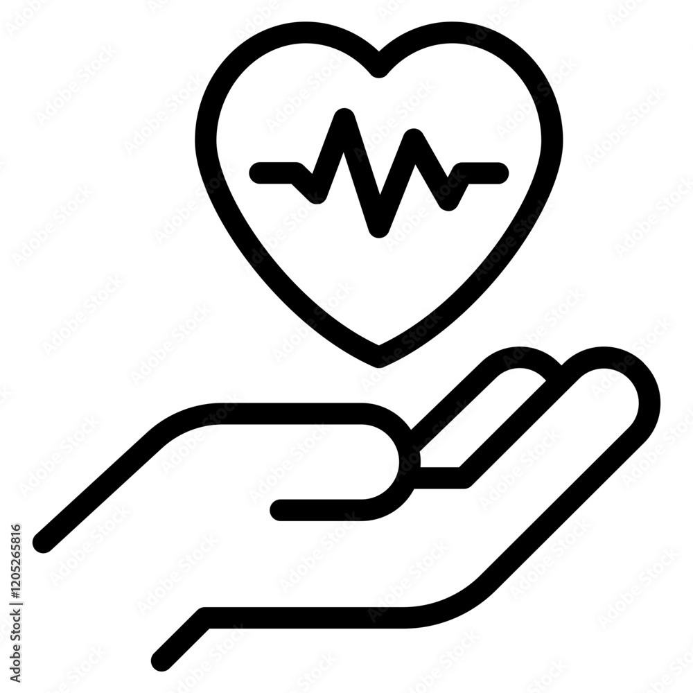 Hand Holding Heartbeat Icon for Health Awareness Hand Holding Heartbeat Icon for Health Awareness