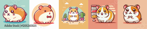 Cute hamster vector set