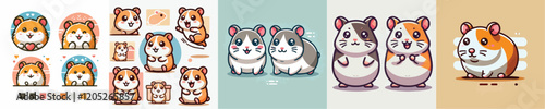 Cute hamster vector set