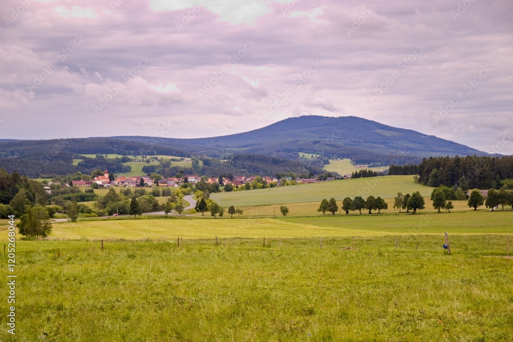 A view to the mountain Boubin at Sumava national park, Czech republic