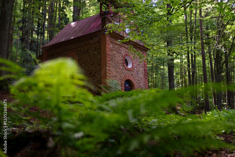 Chapel of Saint Philip Neri in the beautiful forest atmosphere near Prachatice, Czech republic