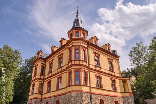 The historical building of former spa at city Prachatice, Czech republic