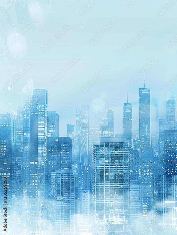 Cityscape with a blue sky and a city skyline Cityscape with a blue sky and a city skyline
