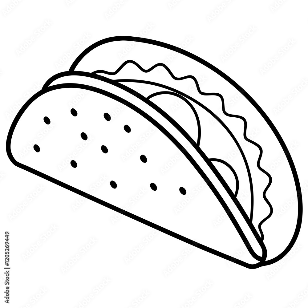 Modern Taco Outline for Vector Graphics Modern Taco Outline for Vector Graphics