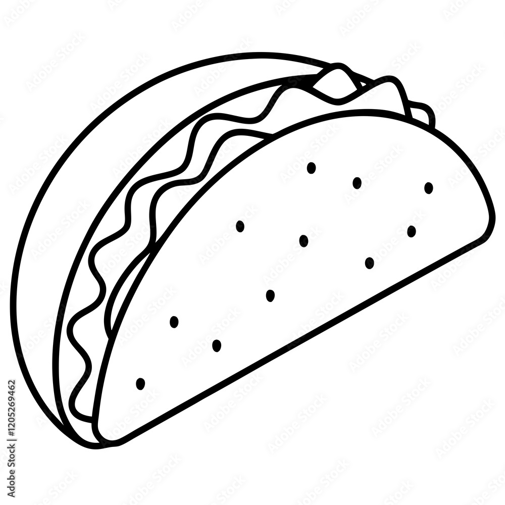 Modern Taco Outline for Vector Graphics Modern Taco Outline for Vector Graphics