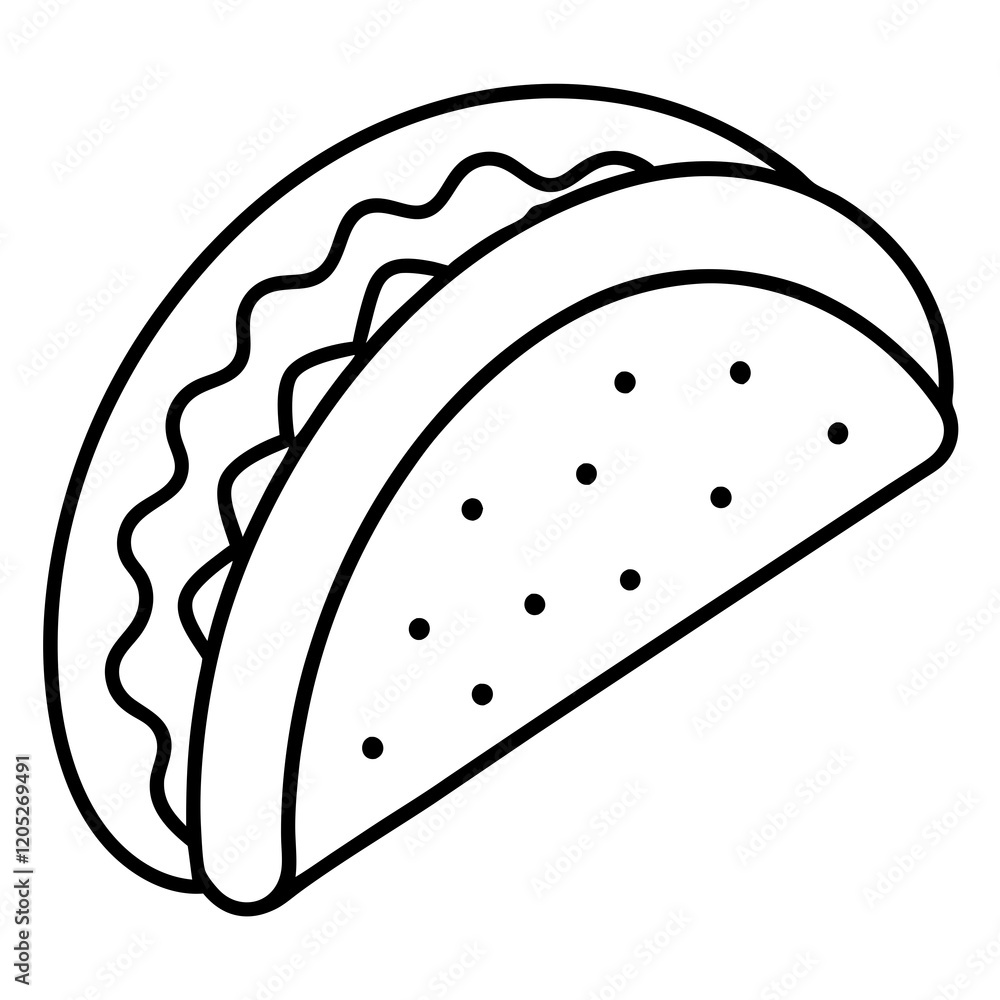 Modern Taco Outline for Vector Graphics