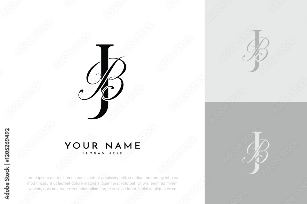 Obraz premium JB BJ initial letter handwriting wedding monogram logo