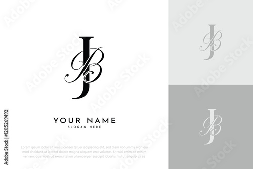 JB BJ initial letter handwriting wedding monogram logo