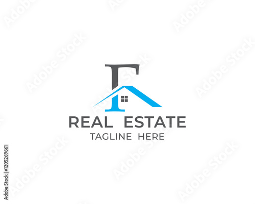Letter F and real estate logo design 