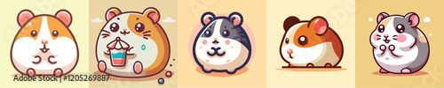 Hamster animal vector set with flatdesign style