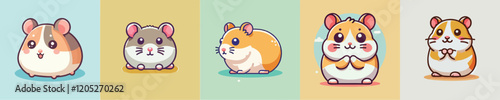 Hamster animal vector set with flatdesign style