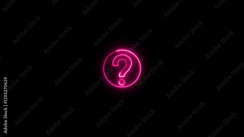 Glowing neon Question mark text icon animation on black background. Question mark icon, problem sign. Glowing neon Question mark text icon animation on black background. Question mark icon, problem sign.