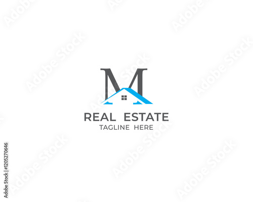 Letter M and real estate logo design 