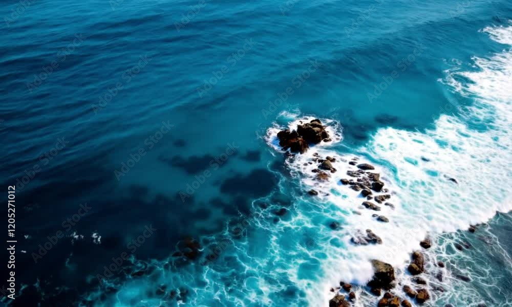 Ocean Waves Crashing on Rocks Stunning Aerial View