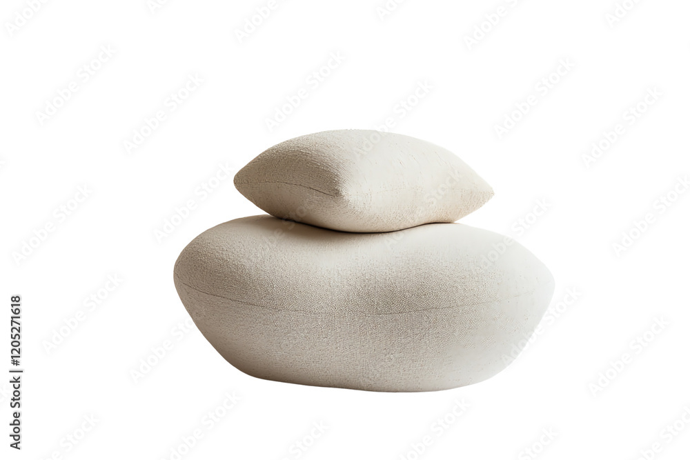 A minimalist decorative piece showcasing soft, rounded cushions stacked in a serene arrangement, perfect for modern home decor and relaxation. A minimalist decorative piece showcasing soft, rounded cushions stacked in a serene arrangement, perfect for modern home decor and relaxation.