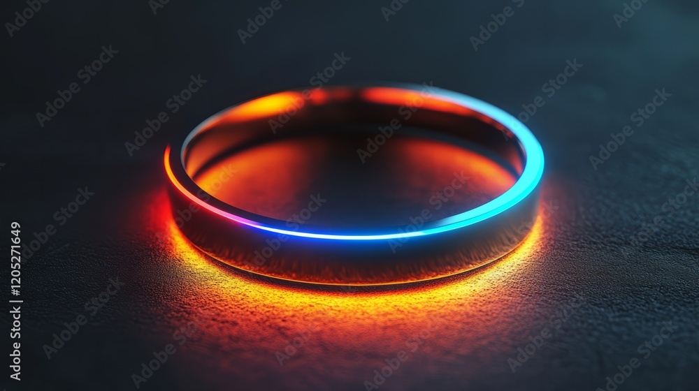 Minimalist vibrant ring with smooth edges glowing softly on black Minimalist vibrant ring with smooth edges glowing softly on black