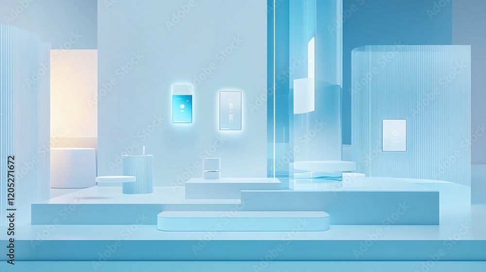 Fototapeta premium Minimalist smart home bathroom interior design.