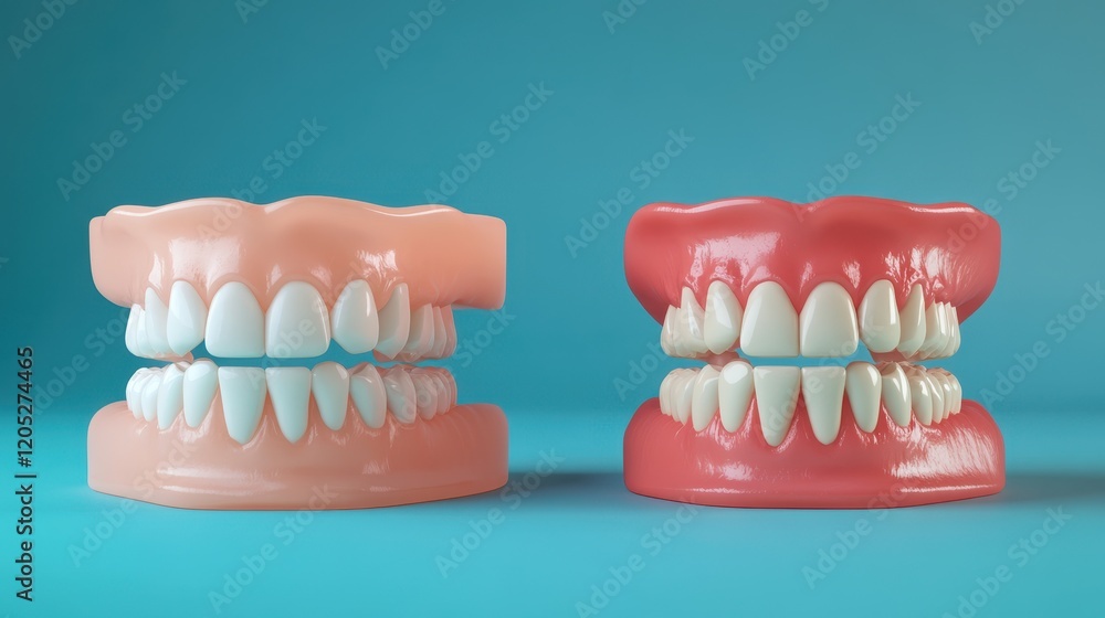 Obraz premium 3D Cute healthy tooth,tooth character with toothbrush ,Dental care illustration set,childrens dentistry concept,pain and lean on other teeth cause of tooth decay,dental care for kids.