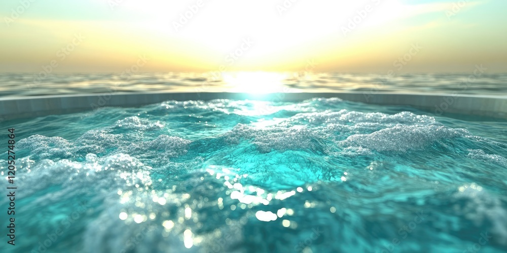 Naklejka premium A serene view of rippling water at sunset, evoking tranquility and relaxation.