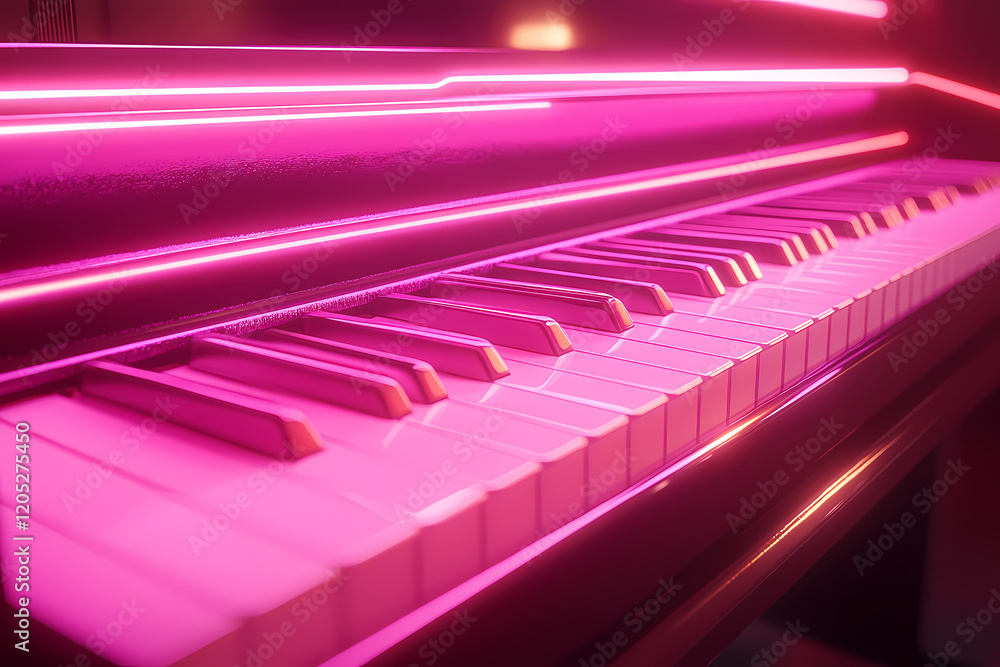 digital piano with neon-lit keys, symbolizing harmony and sophistication digital piano with neon-lit keys, symbolizing harmony and sophistication