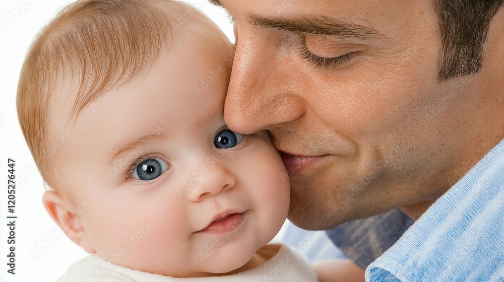 Father kissing baby in tender moment. Perfect for parenting, family bonds, and emotional connection concepts. Father kissing baby in tender moment. Perfect for parenting, family bonds, and emotional connection concepts.