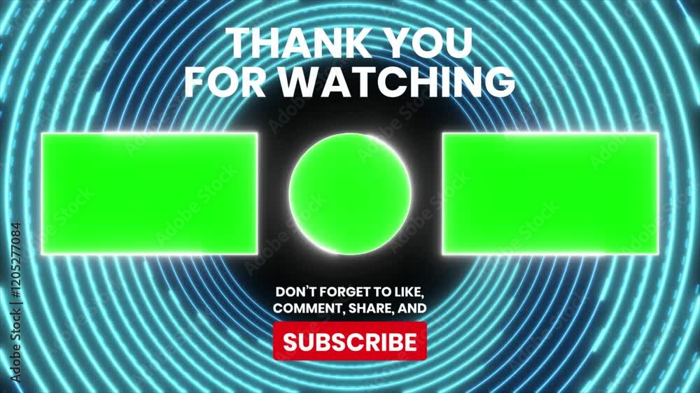 Vibrant neon end screen animation with green screen placeholders. Perfect for YouTube, social media, or video projects. Easy to customize. Vibrant neon end screen animation with green screen placeholders. Perfect for YouTube, social media, or video projects. Easy to customize.