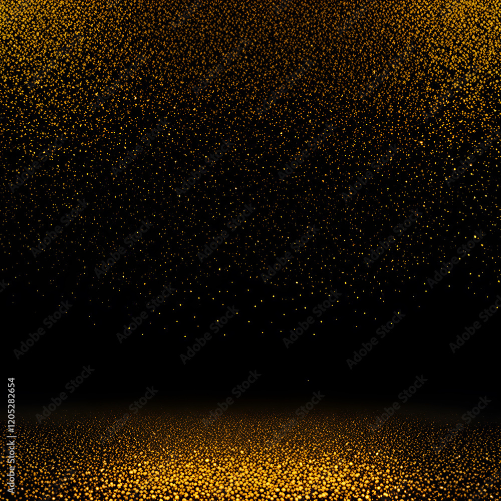 Sparkling golden particles scatter in a dark background creating a festive atmosphere Sparkling golden particles scatter in a dark background creating a festive atmosphere