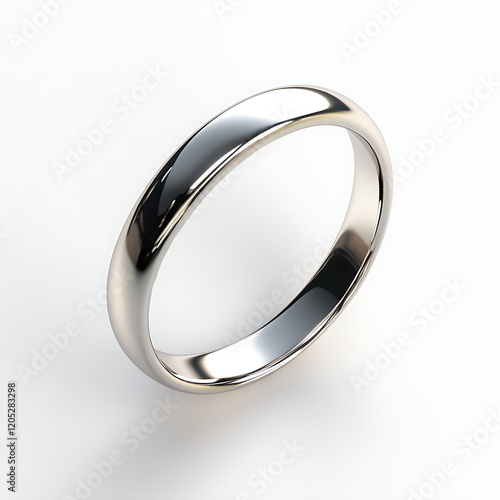 3D illustration of a shiny silver ring on a white background