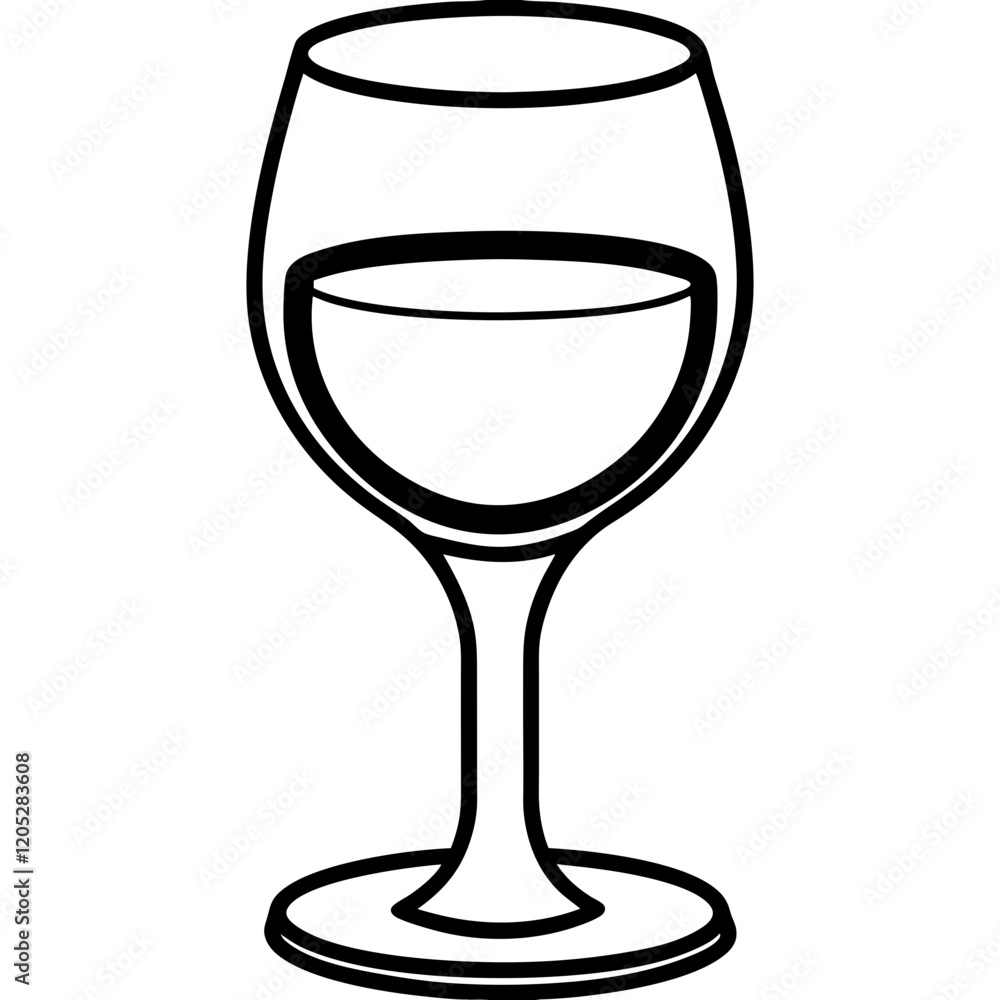 Simple Line Art of a Wine Glass Simple Line Art of a Wine Glass