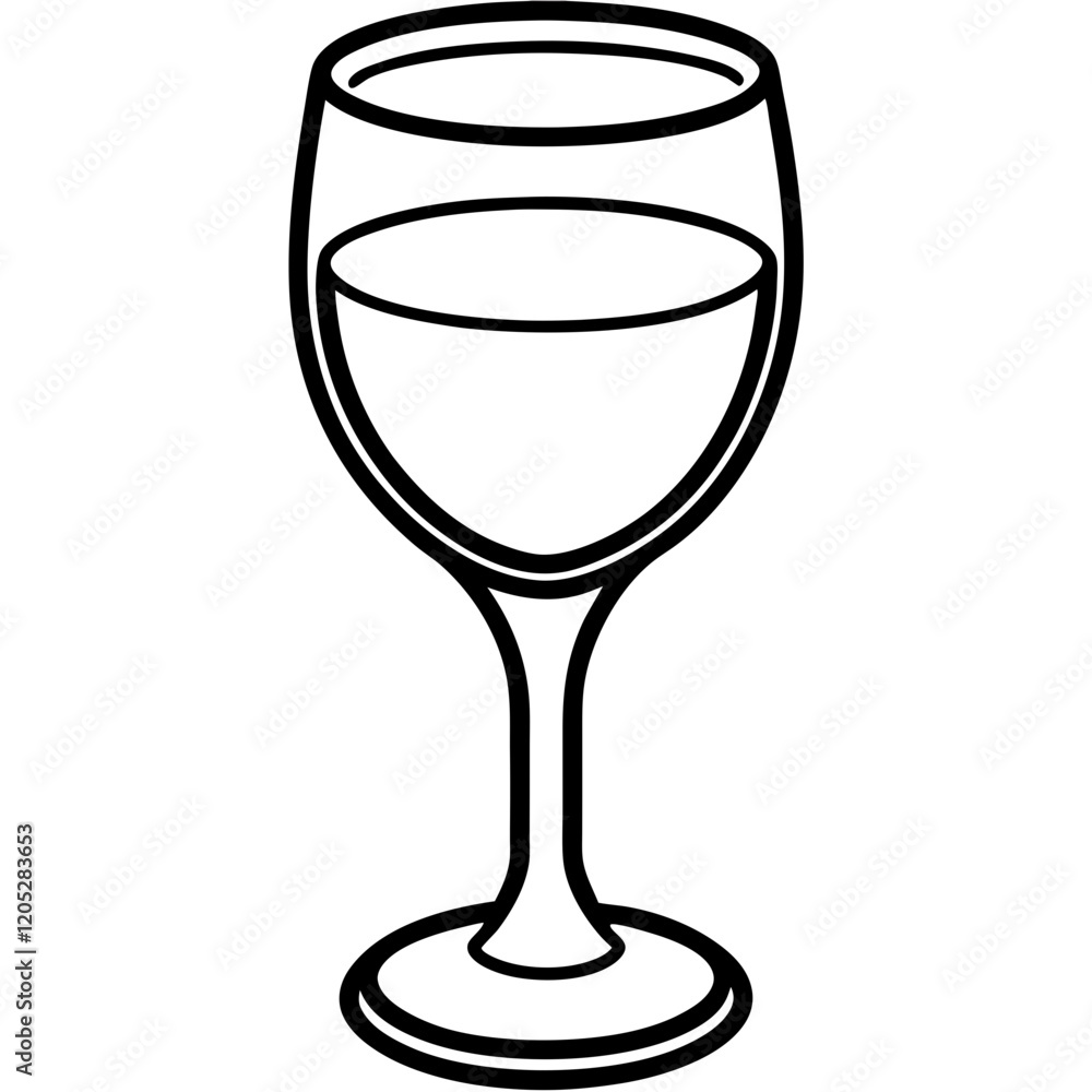 Simple Line Art of a Wine Glass Simple Line Art of a Wine Glass