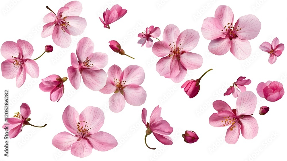 Spring Bloom: The Vibrance of Pink Petals in Air Spring Bloom: The Vibrance of Pink Petals in Air