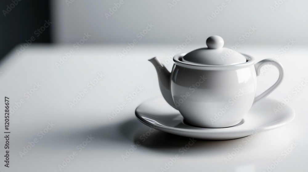 Elegant White Teapot on a Plate Elegant White Teapot on a Plate