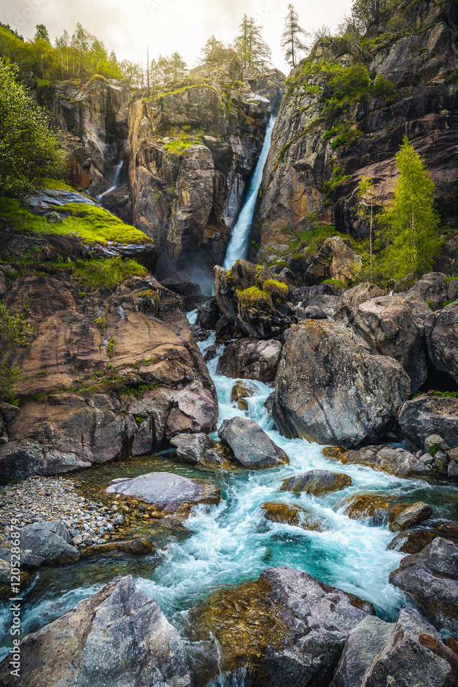 Cascade du Ray waterfall view in Alpes-Maritimes, France