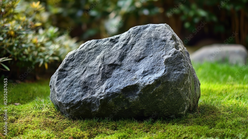 Mossy Stones in a Forest Clearing with Sunlight Highlighting Lush Greenery Mossy Stones in a Forest Clearing with Sunlight Highlighting Lush Greenery