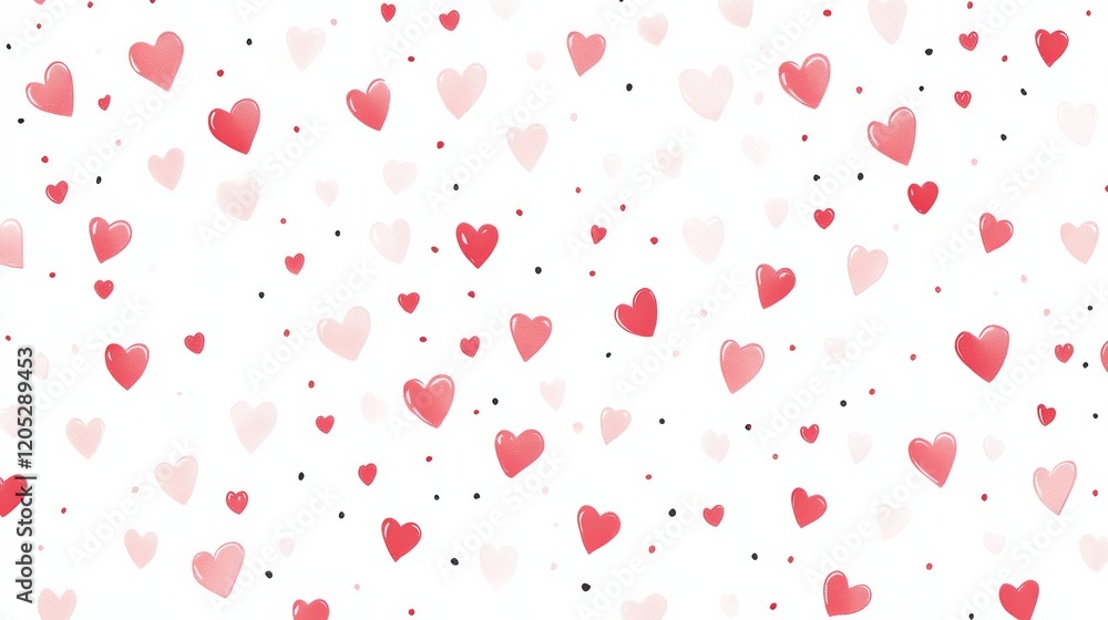 Background with Hand-Drawn Hearts floating around Background with Hand-Drawn Hearts floating around