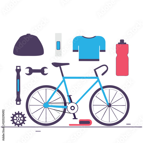 Cool Cycling Icons: Bikes, Gear & Equipment Illustrations pedal cycle vector helmet sports bicycle  