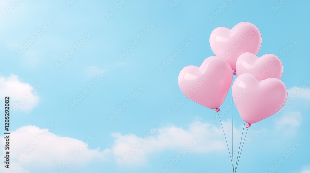 Dreamlike display of pink balloons soaring gracefully through the sky Dreamlike display of pink balloons soaring gracefully through the sky