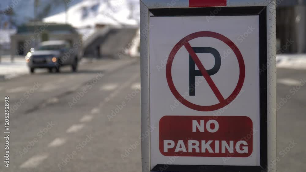 Road sign NO PARKING. Red sign prohibiting parking Road sign NO PARKING. Red sign prohibiting parking
