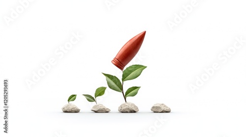 A stylized image of a bullet transforming into a plant, symbolizing growth and change. photo