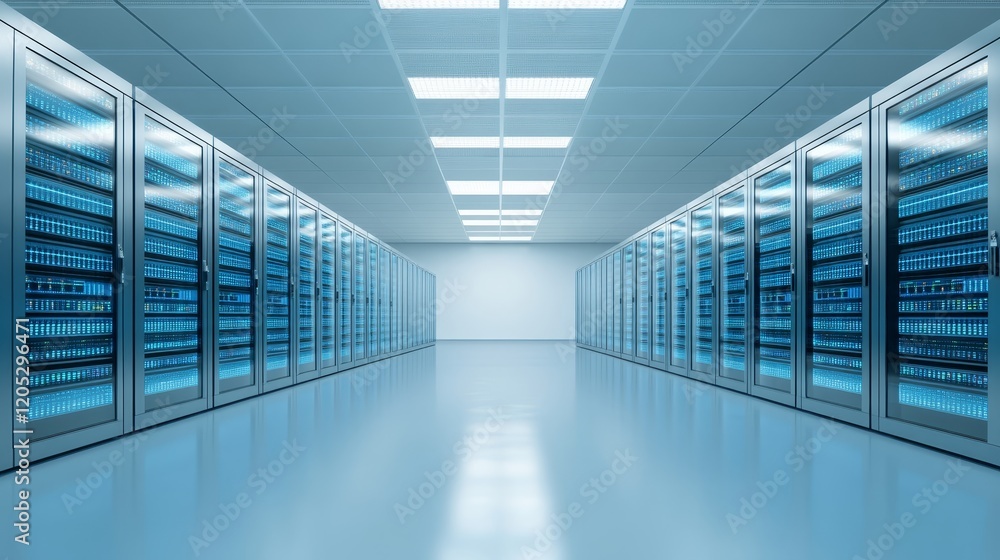 Powerful servers aligned in data center the backbone of modern technology Powerful servers aligned in data center the backbone of modern technology