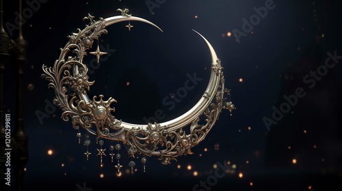 A photo of a crescent moon decoration.