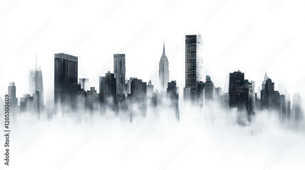 Fototapeta premium Mysterious Manhattan: A City in the Clouds