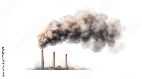 Industrial smokestacks emitting dark smoke, symbolizing pollution and environmental issues.