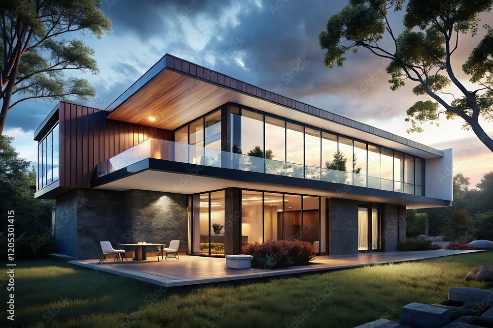 modern house in the morning Modern Luxury, Modern Minimalist Family Villa, 3d rendering of modern house With Swimming Pool And Garden modern house in the morning Modern Luxury, Modern Minimalist Family Villa, 3d rendering of modern house With Swimming Pool And Garden