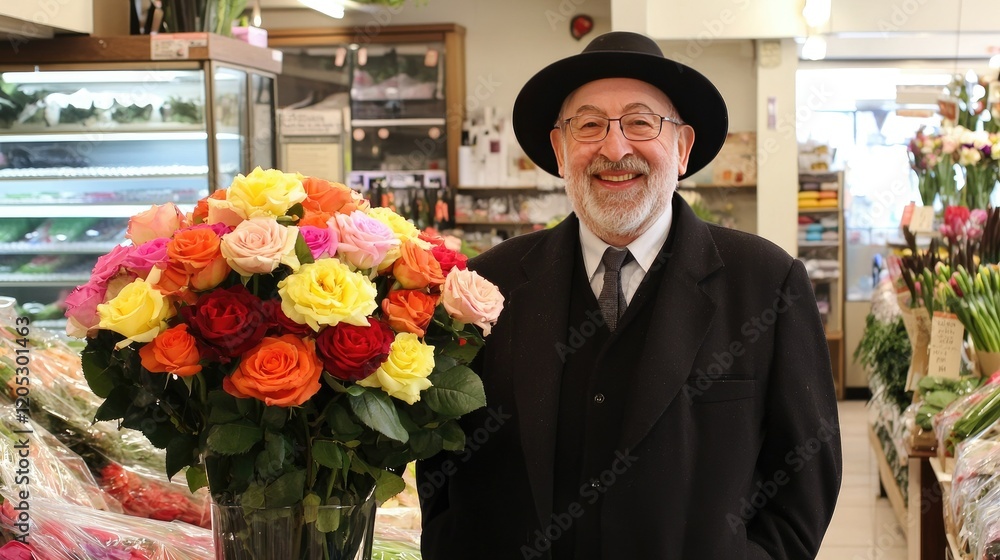 Rainbow roses with bold, multicolored petals bundled into a vibrant bunch, creating a unique floral arrangement at a florist shop. Rainbow roses with bold, multicolored petals bundled into a vibrant bunch, creating a unique floral arrangement at a florist shop.