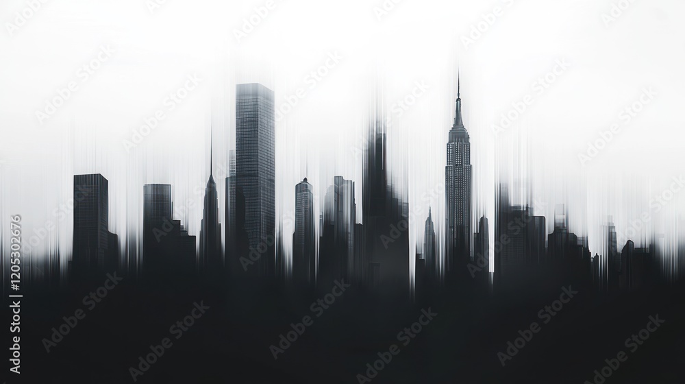 Obraz premium Abstract New York City Skyline: A Monochromatic Vision