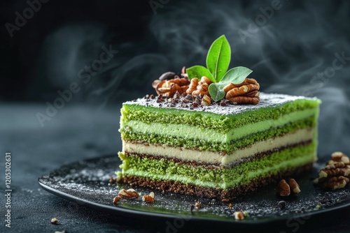 Green Cake on Plate