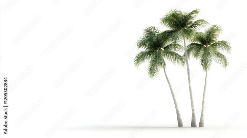 Obraz premium Three palm trees against a minimalistic white background.
