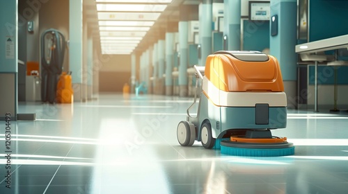 A photo of a hospital floor cleaning machine.